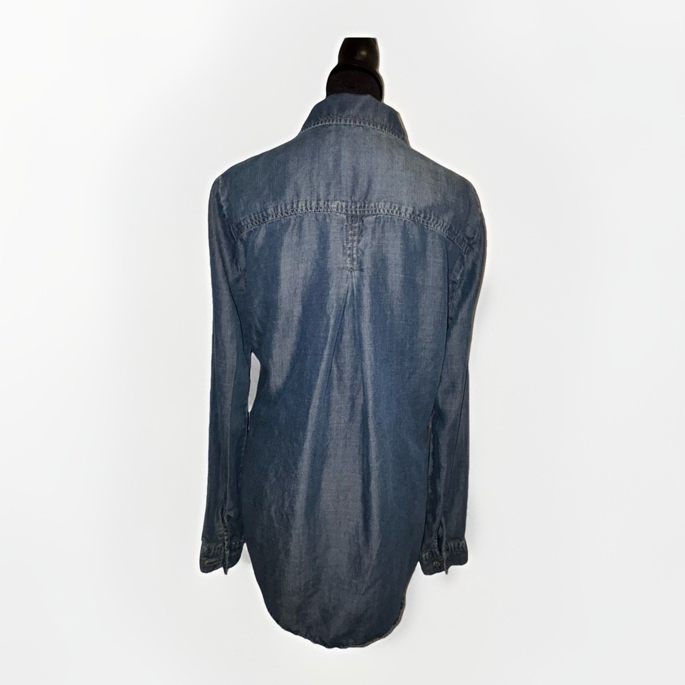 Cloth & Stone for Anthropologie Women's Small Tencel Chambray Henley Tunic Top - Picture 3 of 7